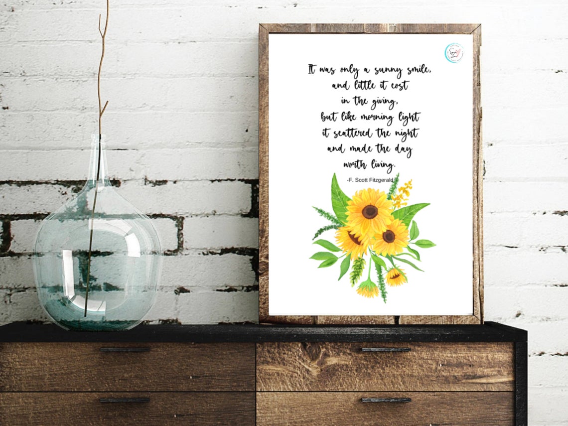 It Was Only A Sunny Smile.. F. Scott Fitzgerald Quote - Etsy