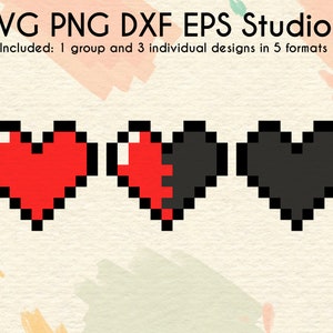 Layered Heart Container Cut Files | Video Game Design | Pixel Hearts SVG | Digital Download | svg dxf png eps studio3