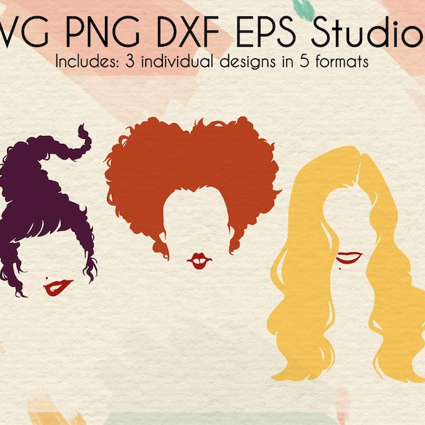 Sanderson Sisters SVG Cut Files | Mary Sarah Winifred Design | Sanderson Sisters hair svg | Digital Download | svg dxf png eps studio3