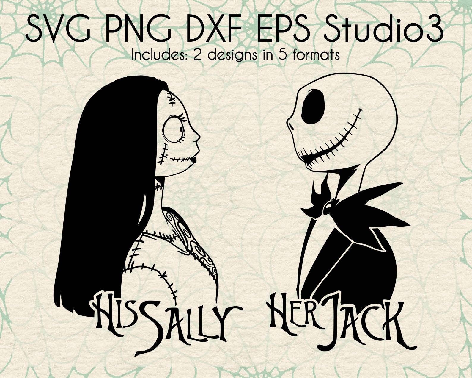 Nightmare Before Christmas SVG Cut Files Her Jack His Sally | Etsy