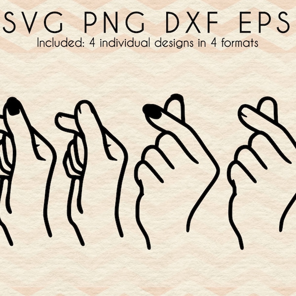 Finger Heart Cut Files | I Love you Design | Kpop Hand Heart SVG | Digital Download | svg dxf png eps studio