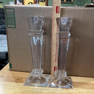 Vintage Cut Crystal Glass Candlestick Candle Holder Square