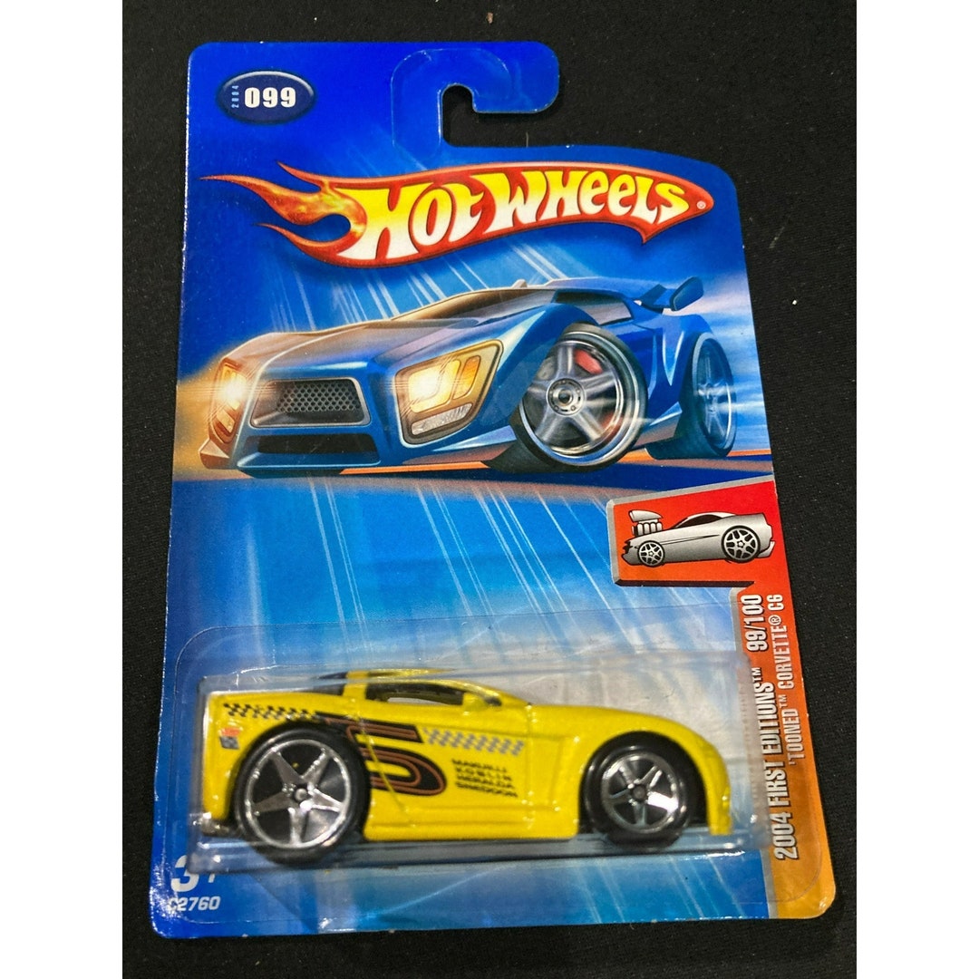 2004 HOT WHEELS Tooned Corvette C6, Yellow, First Editions
