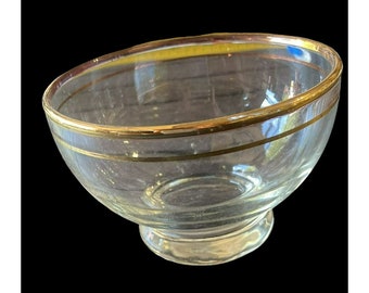 Vintage Libbey Gold Rimmed Mcm Dessert Bowls