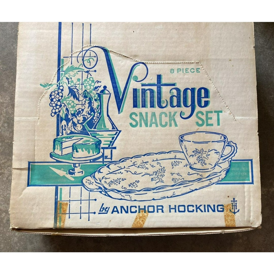 Vintage Anchor Hocking Snack Set Etsy