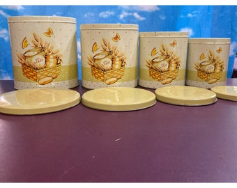 1970's Cheinco Franco Wheat set of 4 tin canister set