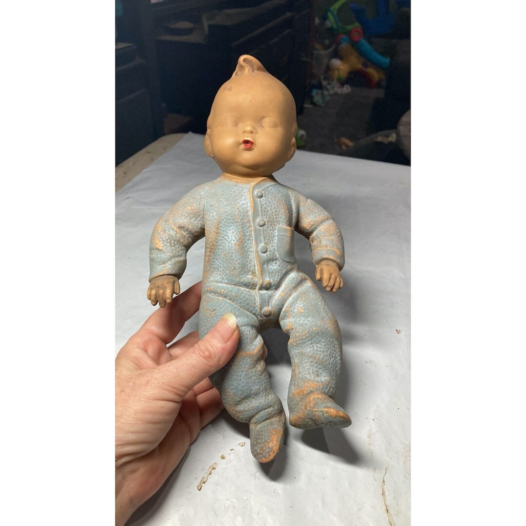 Rare Antique Rubber Squeeky Toy Baby Boy Doll Sleeping - Etsy