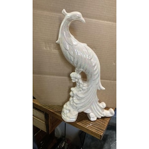 13&#39;&#39; white iridescent pheasant art sculpture