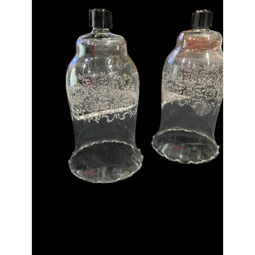 Pair of Etched Glass Candle Globes Etsy