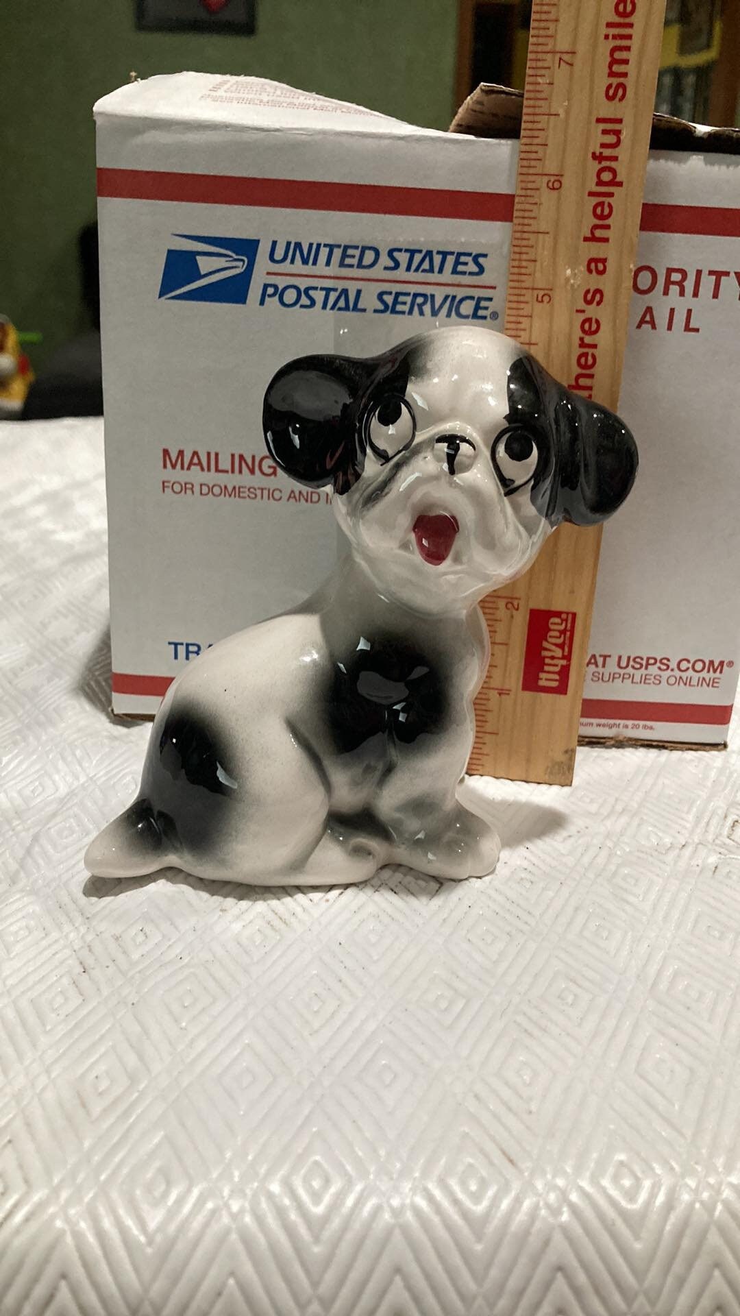 ヴィンテージ 4.5 インチ 黒と白の犬の置物 日本製 - Etsy 日本