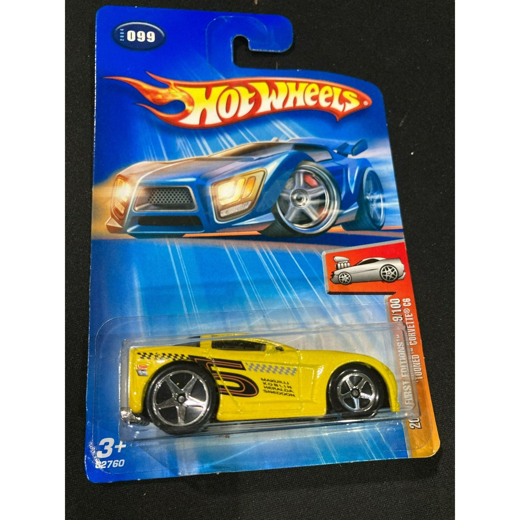 2004 HOT WHEELS Tooned Corvette C6, Yellow, First Editions