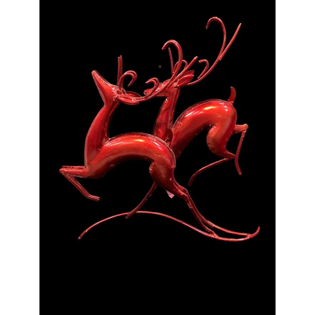 Beautiful Red Metal Deer, 11'' Tall Etsy