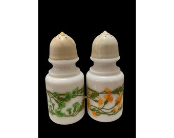 Avon 1960's  Bath Seasons Foaming Bath Oil, Milk Glass, Bottles, set of 2