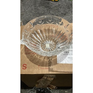 Block Crystal Bowl 9&quot; Clear Tulip Garden Poland Serving Bowl Serveware Tableware