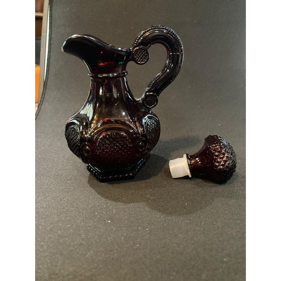 Vintage Avon Ruby Red Glass Cape Cod Collection Cruet W/ Lid Mid ...