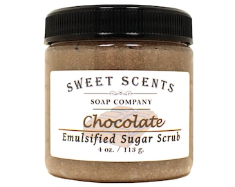 Sugar Scrub - Chocolate Exfoliating Scrub / Body Scrub / Bath Scrub / Shower Scrub / Body Polish