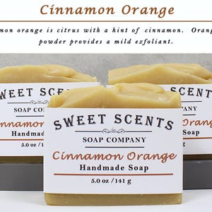 Handmade Cinnamon Orange Soap: Vegan Essential Oil Soap (5.0 oz) image 7