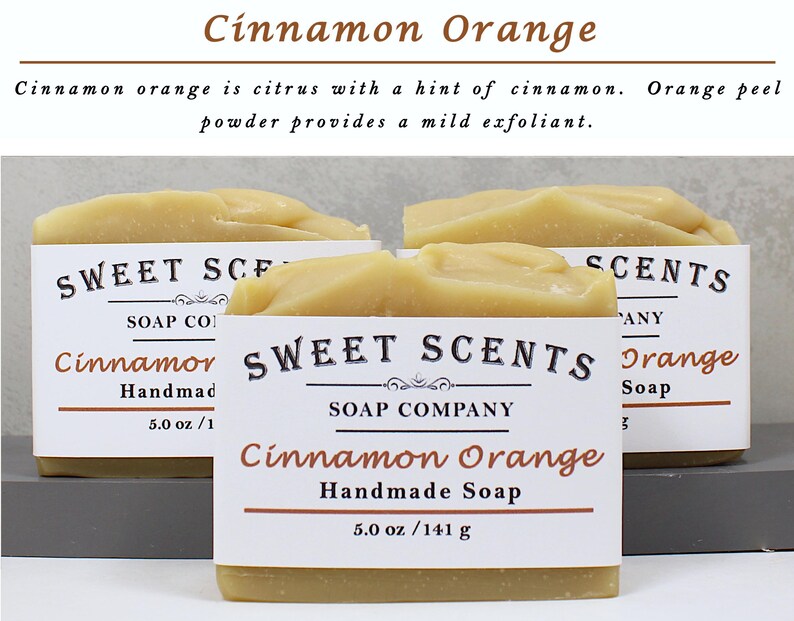 Handmade Cinnamon Orange Soap: Vegan Essential Oil Soap (5.0 oz) image 7