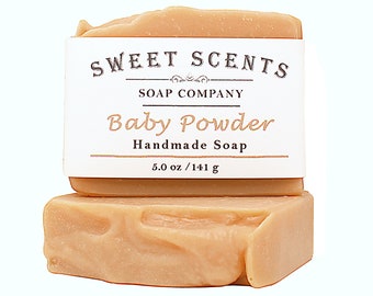 Baby Powder Soap - Handmade Soap, Bar Soap, Cold Process Soap, Vegan Soap, Homemade Soap, Scented Soap