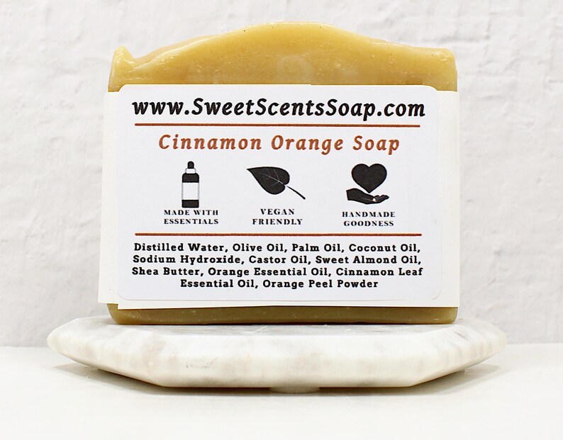 Handmade Cinnamon Orange Soap: Vegan Essential Oil Soap (5.0 oz) image 5