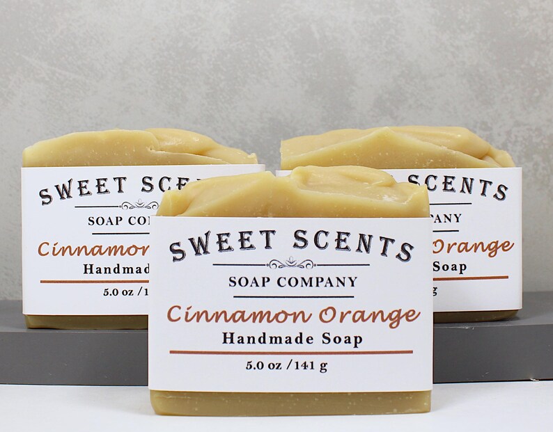 Handmade Cinnamon Orange Soap: Vegan Essential Oil Soap (5.0 oz) image 4