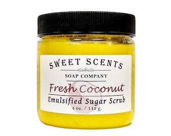 Exfoliating Sugar Scrub - Fresh Coconut Body, Foot, or Hand scrub