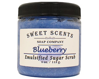 Blueberry Scented Exfoliating Sugar Scrub -  / Body Scrub / Bath Scrub / Shower Scrub / Body Polish