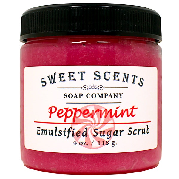 Exfoliating Sugar Scrub - Peppermint Exfoliating Scrub / Body Scrub / Bath Scrub / Shower Scrub / Body Polish