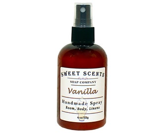 Handmade Vanilla Body Spray: Room & Linen Freshener (4 oz)