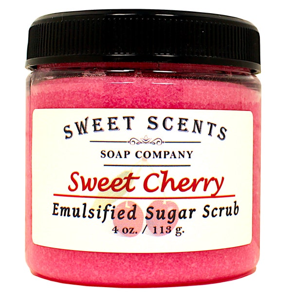 Exfoliating Sugar Scrub - Sweet Cherry Exfoliating Scrub / Body Scrub / Bath Scrub / Shower Scrub / Body Polish