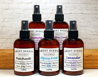 Handmade Body Spray Set: Pick Any 6 Scents - Room & Linen Mist