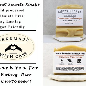 Handmade Cinnamon Orange Soap: Vegan Essential Oil Soap (5.0 oz) image 8