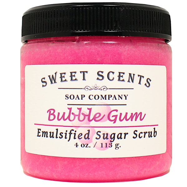 Exfoliating Sugar Scrub - Bubble Gum Exfoliating Scrub / Body Scrub / Bath Scrub / Shower Scrub / Body Polish