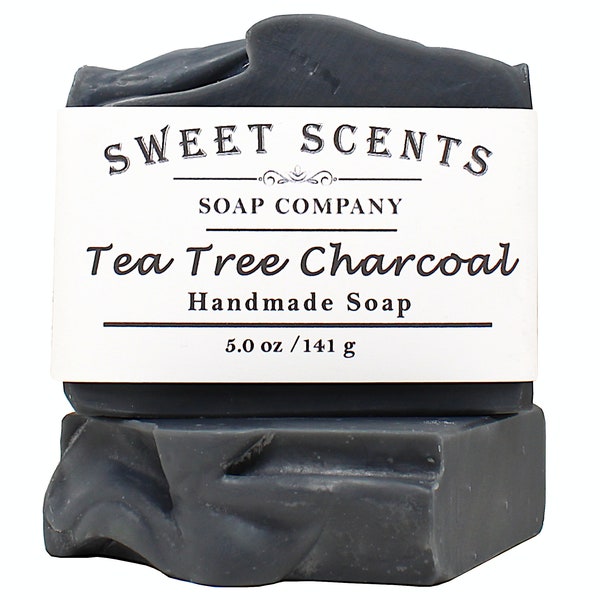 Tea Tree Charcoal Soap - Handmade Soap, Activated Charcoal, Cold Process Soap, Vegan Soap, Homemade Soap, Natural Soap