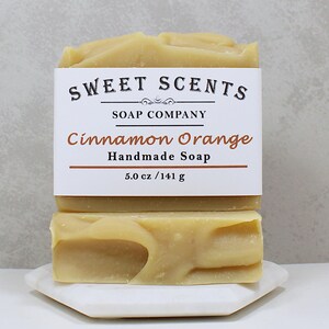 Handmade Cinnamon Orange Soap: Vegan Essential Oil Soap (5.0 oz) image 3