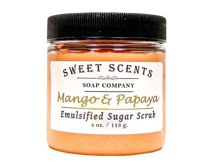 Exfoliating Sugar Scrub - Mango & Papaya Exfoliating Scrub / Body Scr…