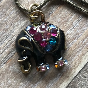 Multicolored Rhinestone Elephant Necklace