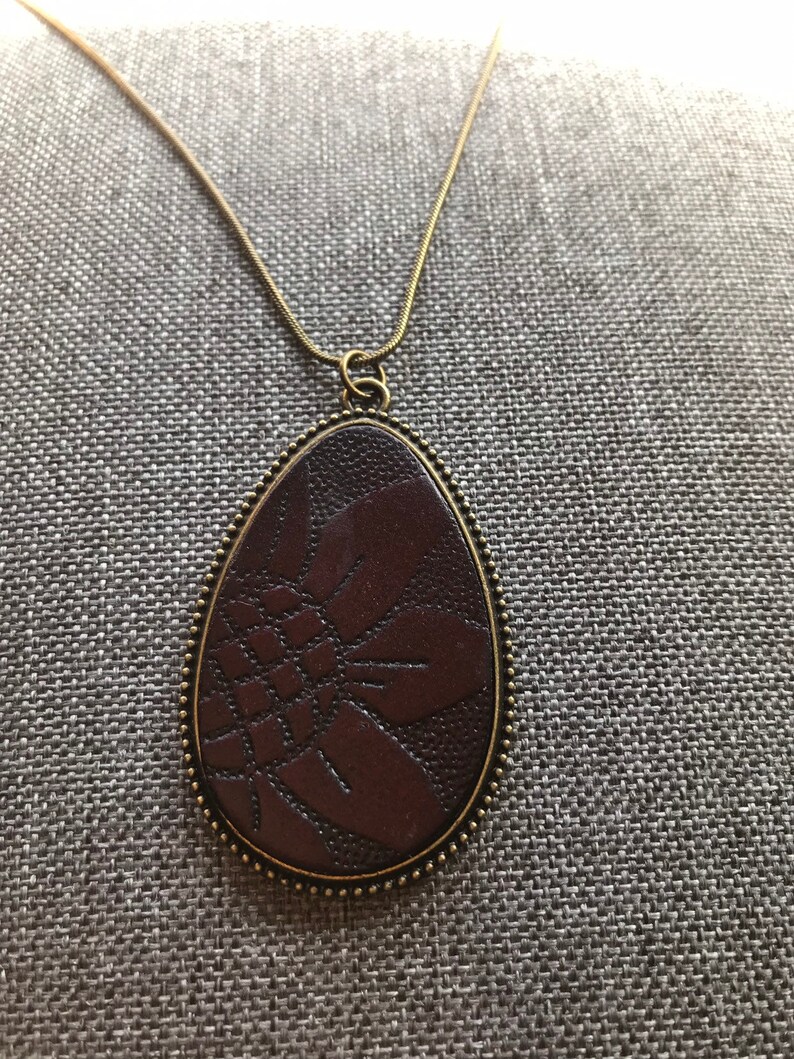 Teardrop With Embossed Leather Pendant image 6