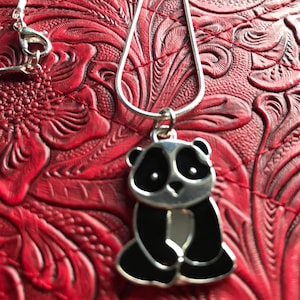 Black And Silver Metal Panda Necklace