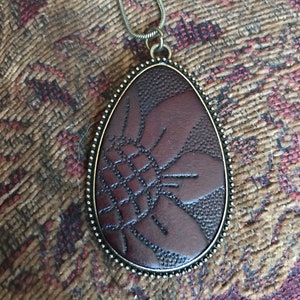 Teardrop With Embossed Leather Pendant image 3