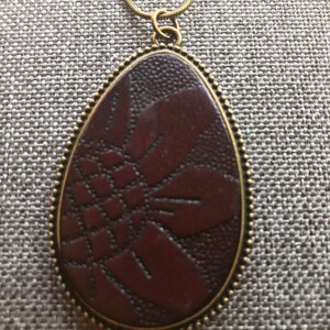 Teardrop With Embossed Leather Pendant image 4
