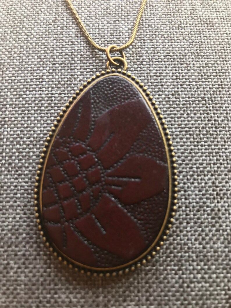 Teardrop With Embossed Leather Pendant image 4