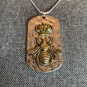 Queen bee dog tag necklace
