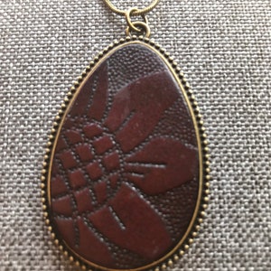 Teardrop With Embossed Leather Pendant image 5