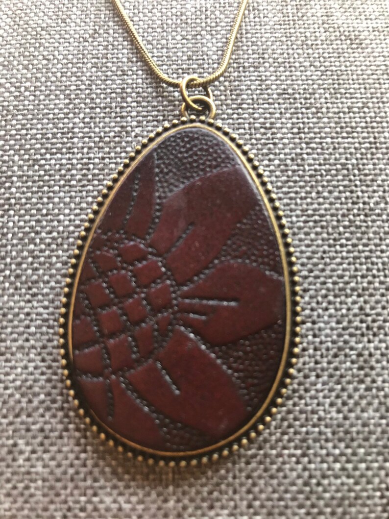 Teardrop With Embossed Leather Pendant image 5