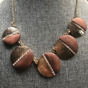 Brown and Gold Circles Necklace