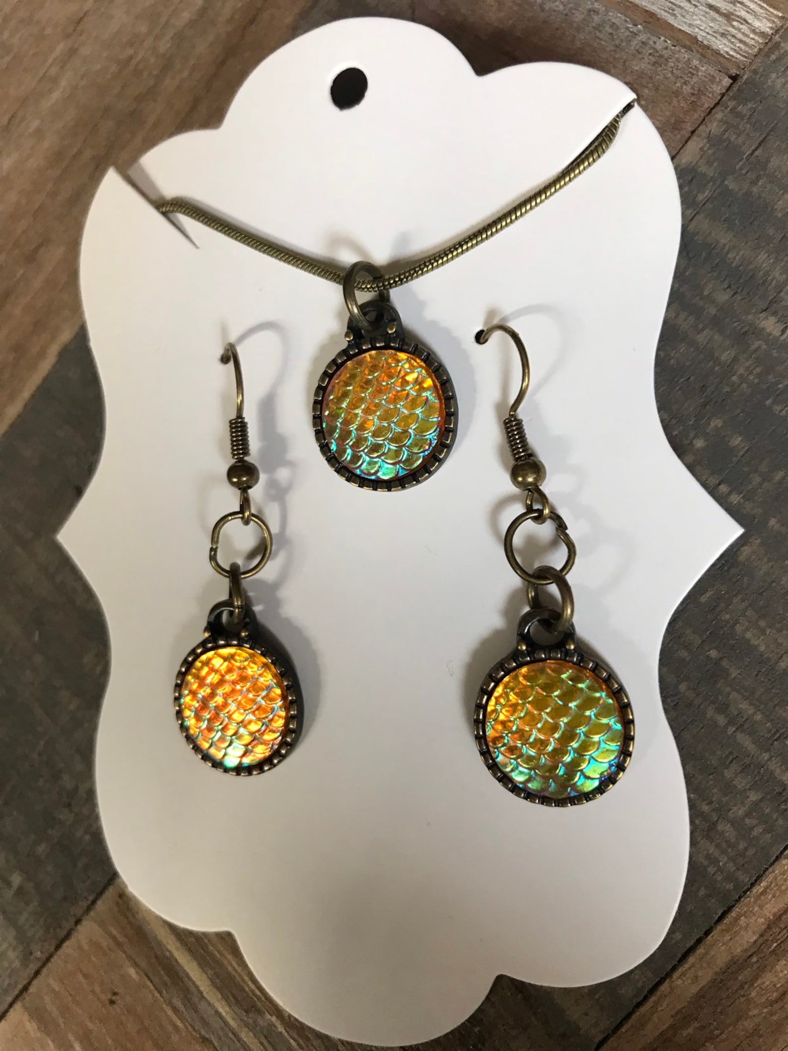 Iridescent Yellow Scale Jewelry Set Etsy