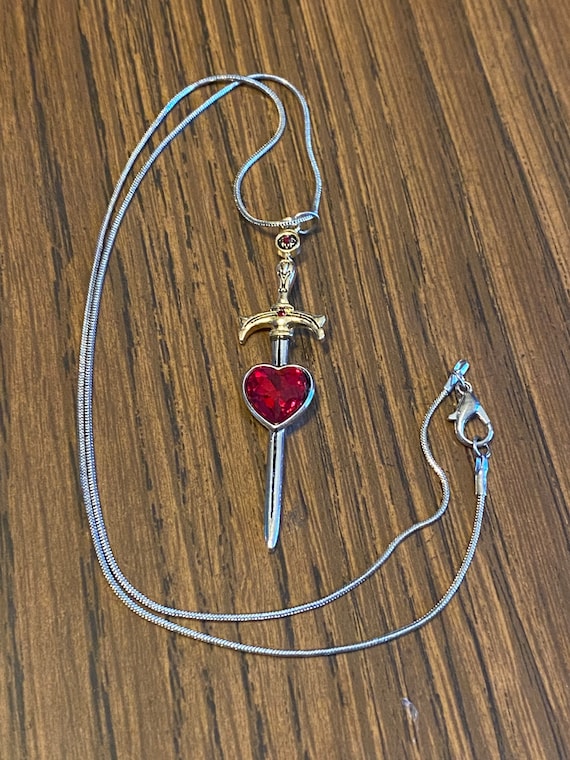 Rhinestone Heart Sword Necklace - Etsy