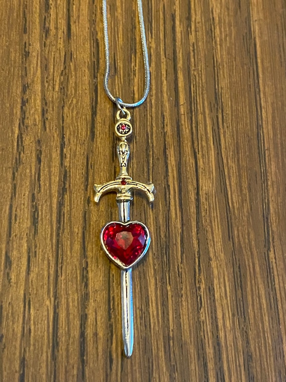 Rhinestone Heart Sword Necklace - Etsy