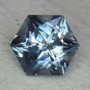 0.65ct Montana Sapphire. Hexagon Cut blue gemstone for custom ring setting. Ethically mined for fine jewelry in the USA.